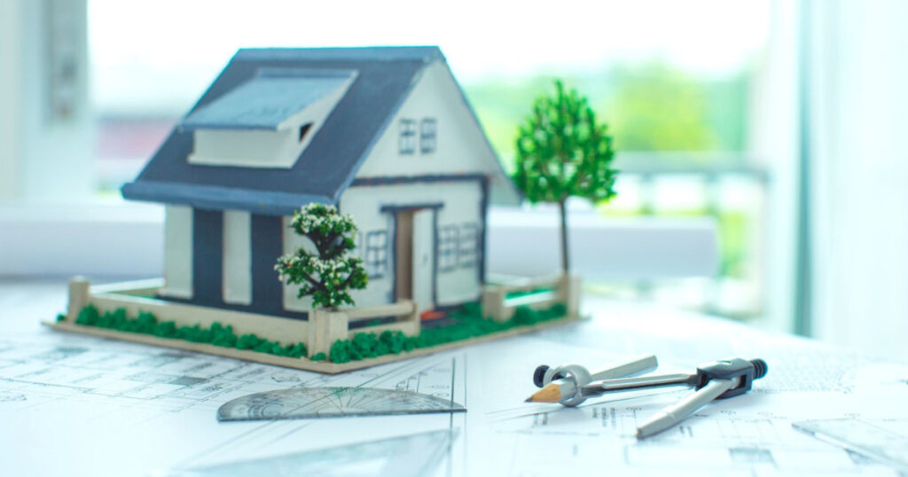 An image of a model home featured for a construction business